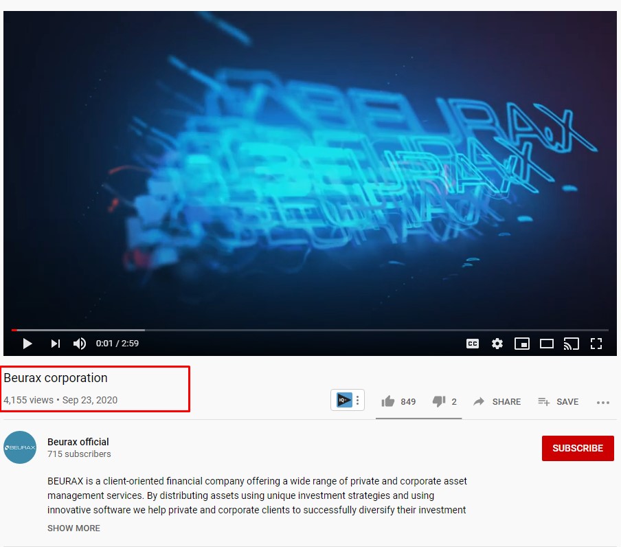 Beurax youtube video