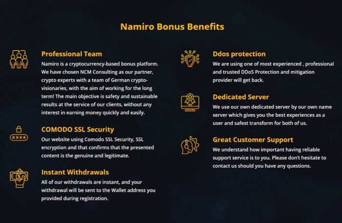 Namiro Review Namiro company bonuses image