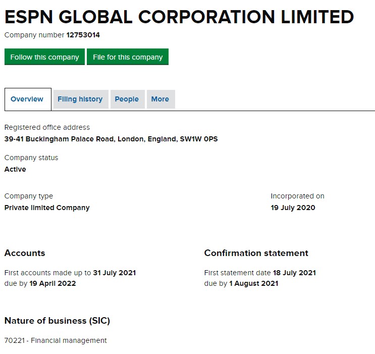 ESPN Global corporation limited