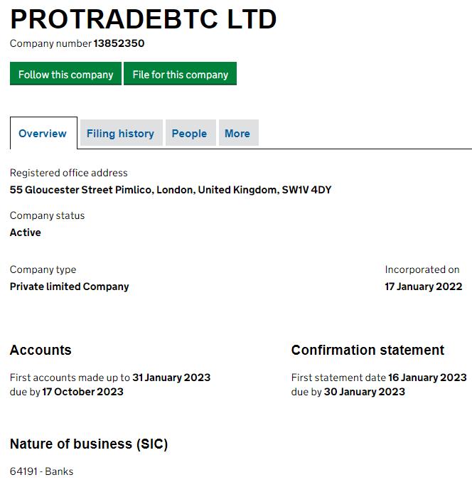 ProTradeBTC LTD