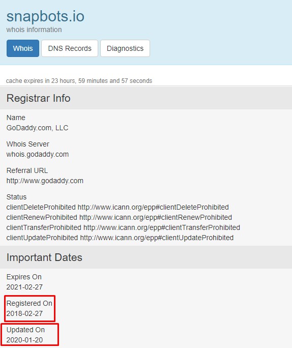 SnapBots domain whois