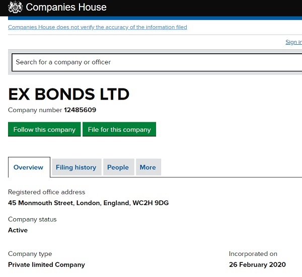 UK incorporation EX Bonds