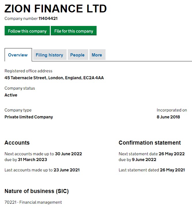 Zion Finance LTD