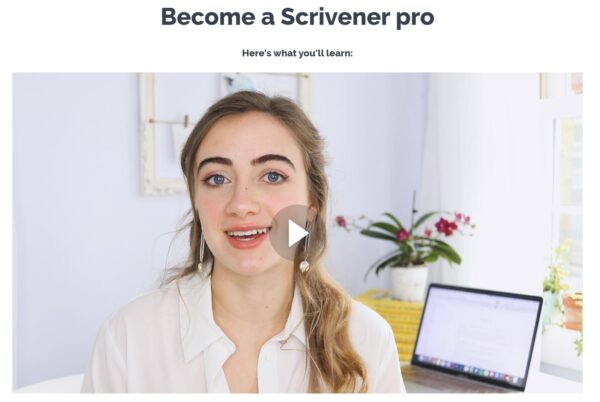Abbie selling Scrivener Masterclass