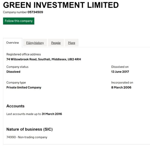 Green investment Limited