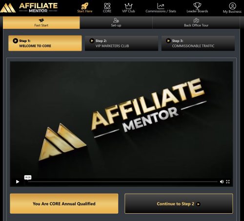 Affiliate Mentor backoffice